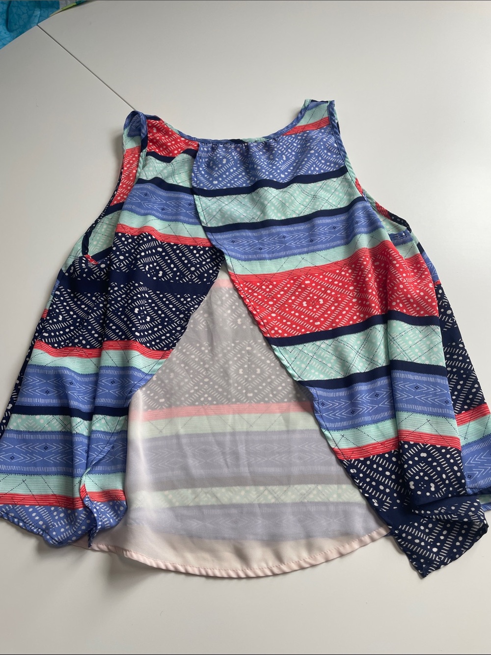 LUSH Floral Print Top — Navy, Blue, Mint, Coral, White - Picture 3 of 7